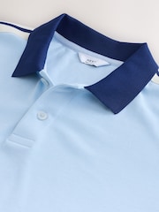 Blue Overarm Stripe Pique Polo Shirt - Image 8 of 9