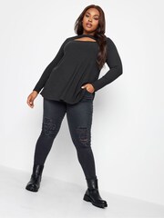 Schwarz - Yours Curve Twist Front Rib Swing Top - Bild 2 von 3