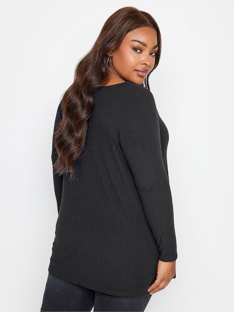 Schwarz - Yours Curve Twist Front Rib Swing Top - Bild 3 von 3