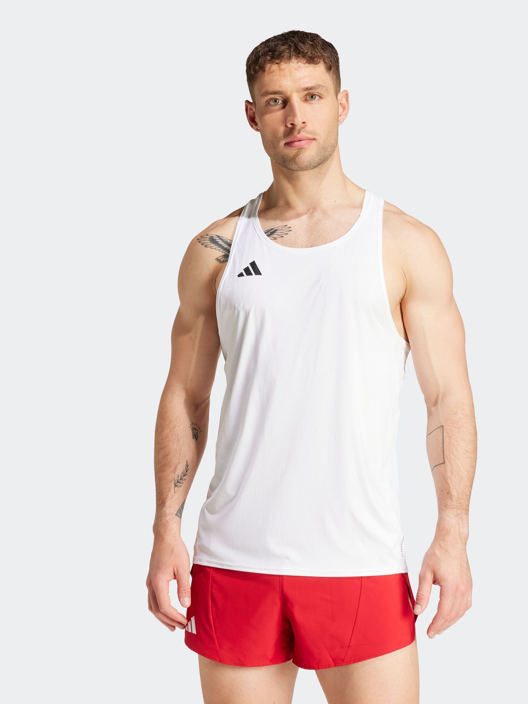 Buy adidas White Adizero Essentials Running Singlet Vest from Next USA