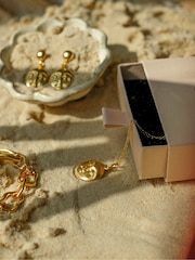 Ottoman Hands Gold Tone Moon Face Pendant Necklace - Image 3 of 6
