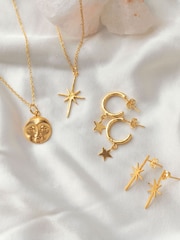 Ottoman Hands Gold Tone Moon Face Pendant Necklace - Image 5 of 6