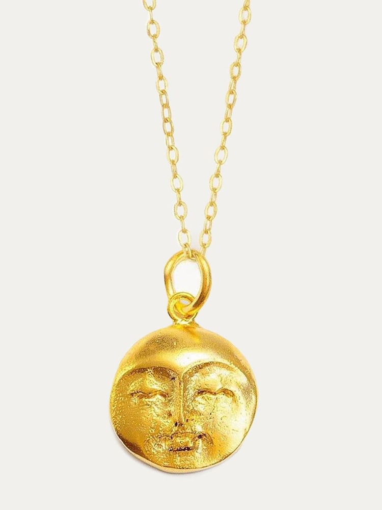 Ottoman Hands Gold Tone Moon Face Pendant Necklace - Image 6 of 6 Ottoman Hands Gold Tone Moon Face Pendant Necklace - Image 6 of 6