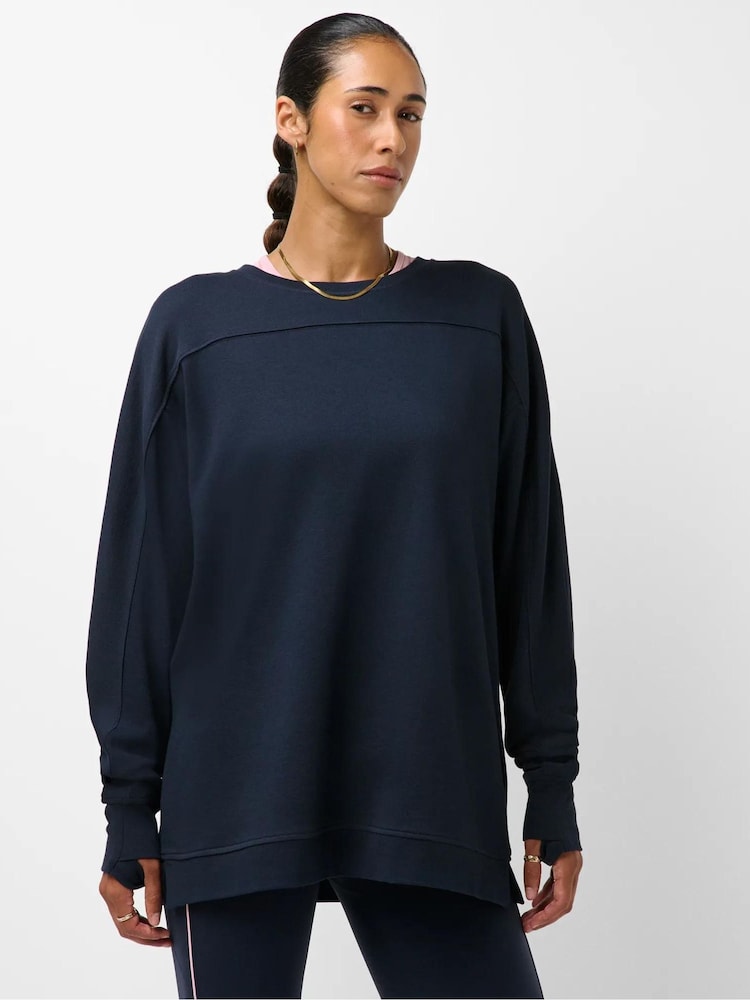 Sweaty Betty Blue After Class Yoke Longline Sweatshirt - Image 1 of 6 Sweaty Betty Blue After Class Yoke Longline Sweatshirt - Image 1 of 6