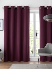 Purple Cotton Blackout/Thermal Eyelet Curtains - Image 1 of 8