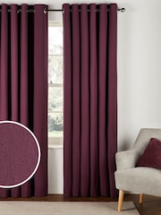 Purple Cotton Blackout/Thermal Eyelet Curtains - Image 2 of 8