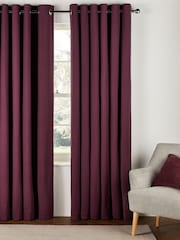Purple Cotton Blackout/Thermal Eyelet Curtains - Image 3 of 8