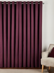 Purple Cotton Blackout/Thermal Eyelet Curtains - Image 4 of 8