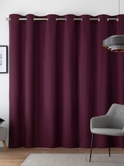 Purple Cotton Blackout/Thermal Eyelet Curtains - Image 5 of 8