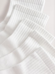 White Cushion Sole Ribbed Sport Cropped Ankle Socks 10 Pack With Arch Support - Image 12 of 13