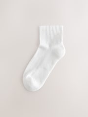 White Cushion Sole Ribbed Sport Cropped Ankle Socks 10 Pack With Arch Support - Image 6 of 13