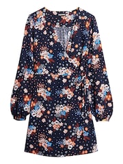 Superdry Blue Printed Mini Wrap Dress - Image 3 of 5