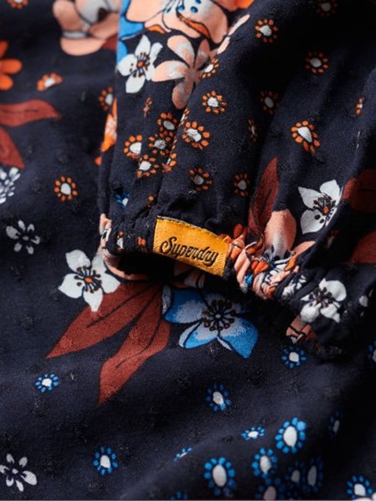 Superdry Blue Printed Mini Wrap Dress - Image 5 of 5 Superdry Blue Printed Mini Wrap Dress - Image 5 of 5