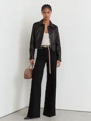 Reiss Black Jas Cotton-Modal Wide-Leg Jeans - Image 5 of 9