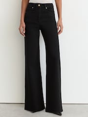 Reiss Black Jas Petite Cotton-Modal Wide-Leg Jeans - Image 3 of 7