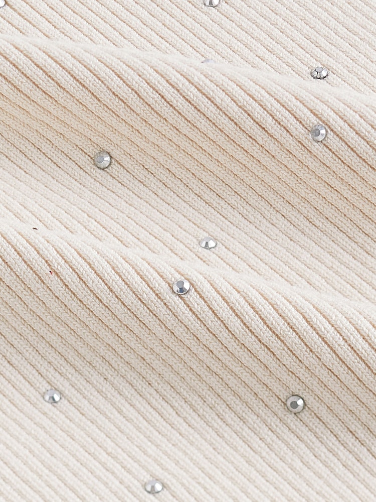 Ecru Cream Gem Knitted High Neck Tank Vest - Image 6 of 6 Ecru Cream Gem Knitted High Neck Tank Vest - Image 6 of 6