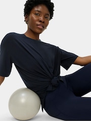 Sweaty Betty Blue Soft Flow Studio Longline T-Shirt - Image 1 of 6