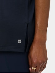 Sweaty Betty Blue Soft Flow Studio Longline T-Shirt - Image 5 of 6