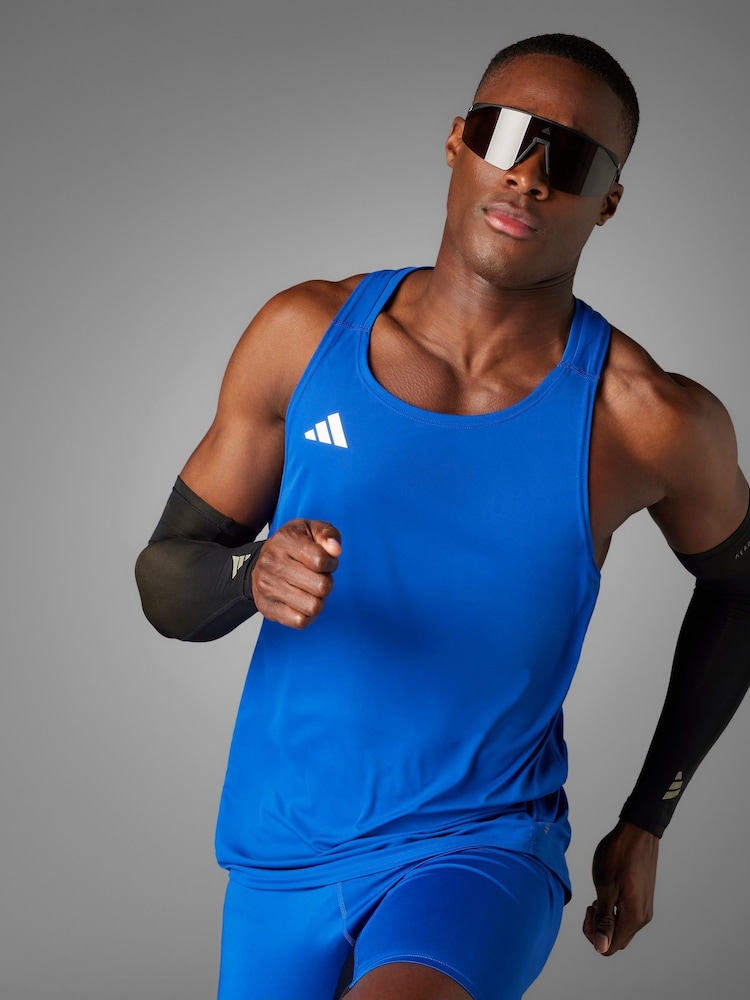 adidas Blue Adizero Essentials Running Tank Top - Image 2 of 15 adidas Blue Adizero Essentials Running Tank Top - Image 2 of 15