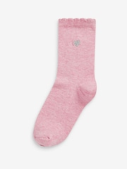 Multi 7 Pack Cotton Rich Heart Embroidered Ankle Socks - Image 3 of 9