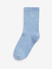 Multi 7 Pack Cotton Rich Heart Embroidered Ankle Socks - Image 5 of 9