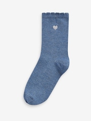 Multi 7 Pack Cotton Rich Heart Embroidered Ankle Socks - Image 6 of 9