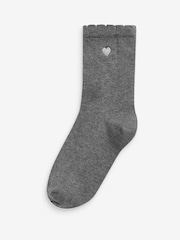 Multi 7 Pack Cotton Rich Heart Embroidered Ankle Socks - Image 7 of 9