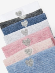 Multi 7 Pack Cotton Rich Heart Embroidered Ankle Socks - Image 9 of 9