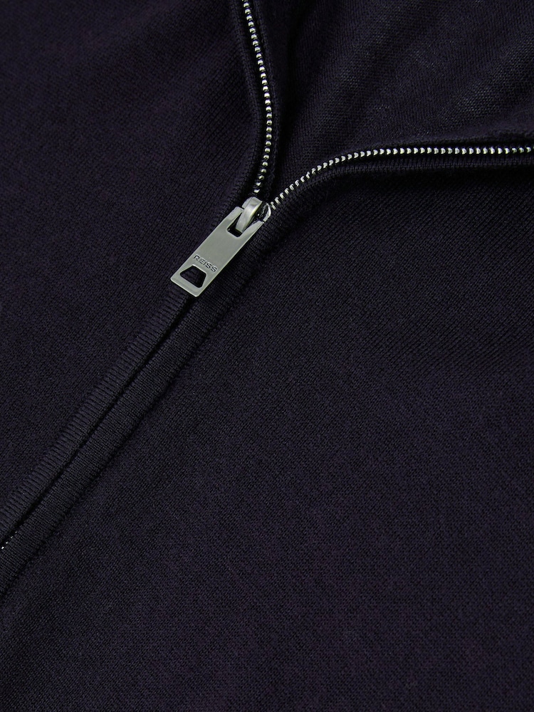 Reiss Navy Heatherton Ultra-Fine Merino Wool Quarter-Zip Jumper - Image 10 of 10 Reiss Navy Heatherton Ultra-Fine Merino Wool Quarter-Zip Jumper - Image 10 of 10