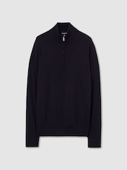 Reiss Navy Heatherton Ultra-Fine Merino Wool Quarter-Zip Jumper - Image 2 of 10