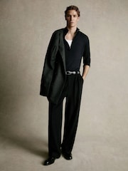 Reiss Navy Heatherton Ultra-Fine Merino Wool Quarter-Zip Jumper - Image 3 of 10
