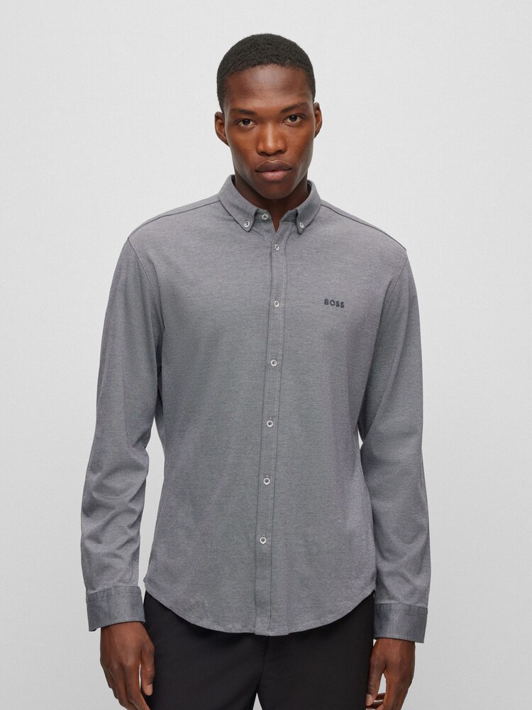 BOSS Grey Biado Long Sleeve Jersey Shirt - Image 2 of 7