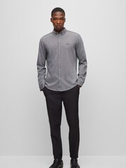BOSS Grey Biado Long Sleeve Jersey Shirt - Image 4 of 7