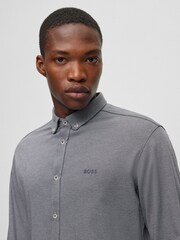 BOSS Grey Biado Long Sleeve Jersey Shirt - Image 6 of 7