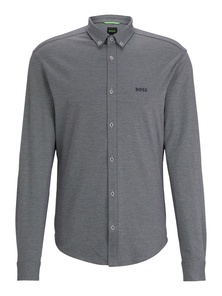 BOSS Grey Biado Long Sleeve Jersey Shirt - Image 7 of 7