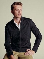 Charles Tyrwhitt Grey Pure Merino Full Zip Through Cardigan - Image 2 of 6