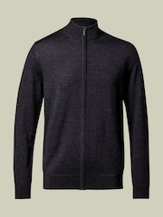Charles Tyrwhitt Grey Pure Merino Full Zip Through Cardigan - Image 4 of 6