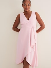 Phase Eight Pink Julissa Sleeveless Ruffle Wrap Midi Dress - Image 1 of 6
