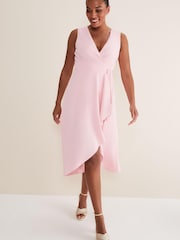 Phase Eight Pink Julissa Sleeveless Ruffle Wrap Midi Dress - Image 3 of 6