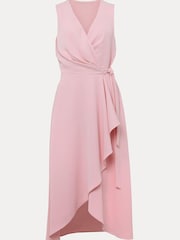 Phase Eight Pink Julissa Sleeveless Ruffle Wrap Midi Dress - Image 6 of 6