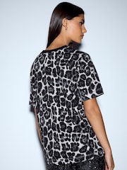 Grey Animal Print Heavyweight Crew Neck T-Shirt - Image 3 of 7