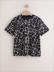 Grey Animal Print Heavyweight Crew Neck T-Shirt - Image 5 of 7