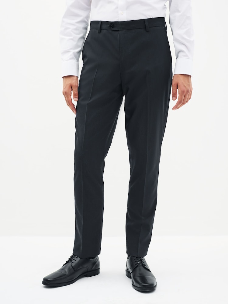 Navy Blue Slim Fit Stretch Smart Trousers - Image 1 of 7