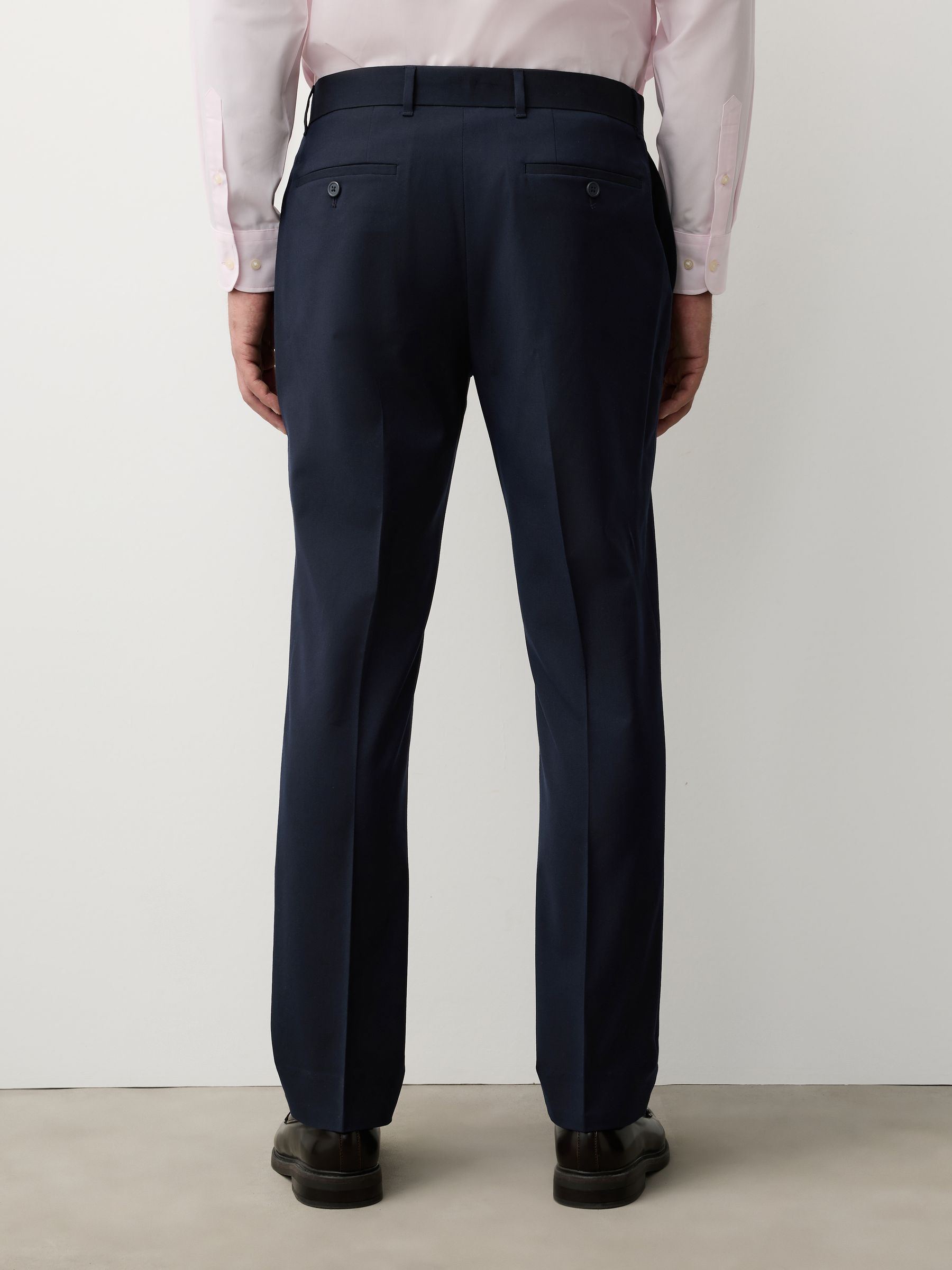Trousers With Belt Loop -  Navy Blue Plain (Slim Straight) main image 1