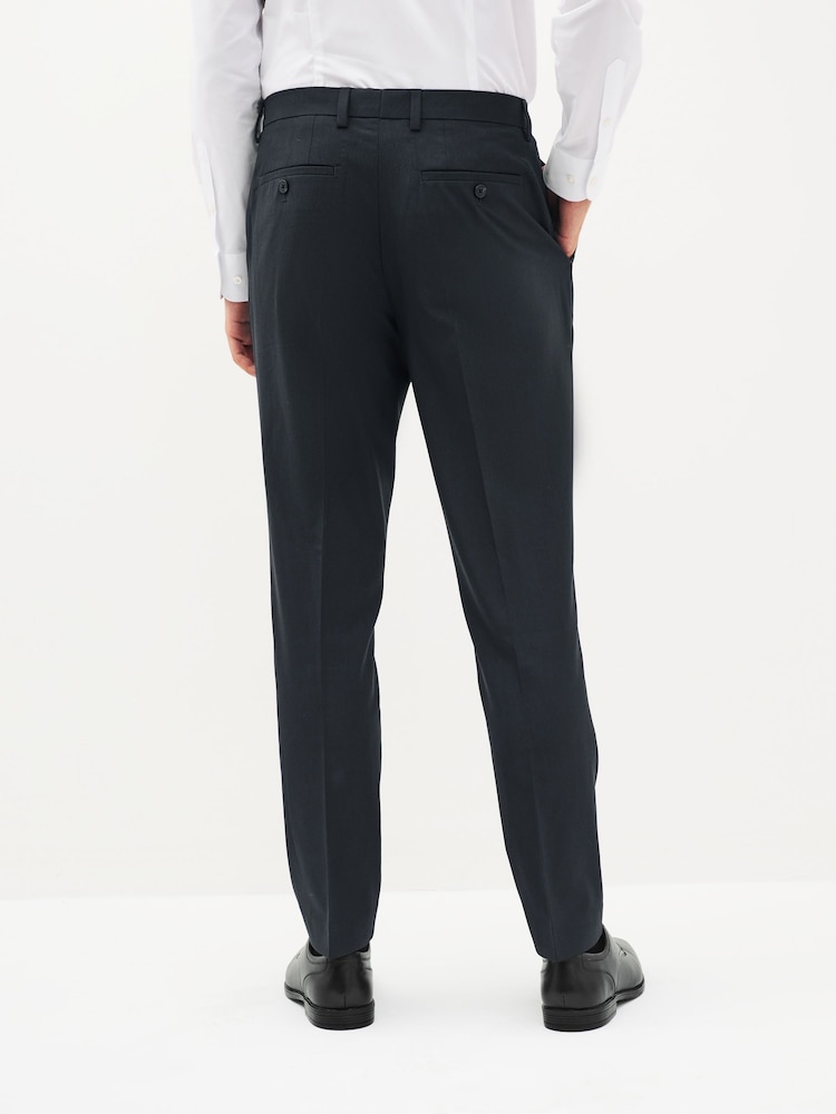 Navy Blue Slim Fit Stretch Smart Trousers - Image 4 of 7