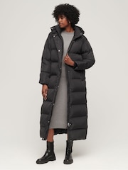 Superdry Black Maxi Hooded Puffer Coat - Image 1 of 6