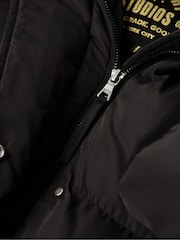 Superdry Black Maxi Hooded Puffer Coat - Image 6 of 6