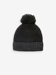 Grey/Black Texture Bobble Hat 2 Pack - Image 2 of 6