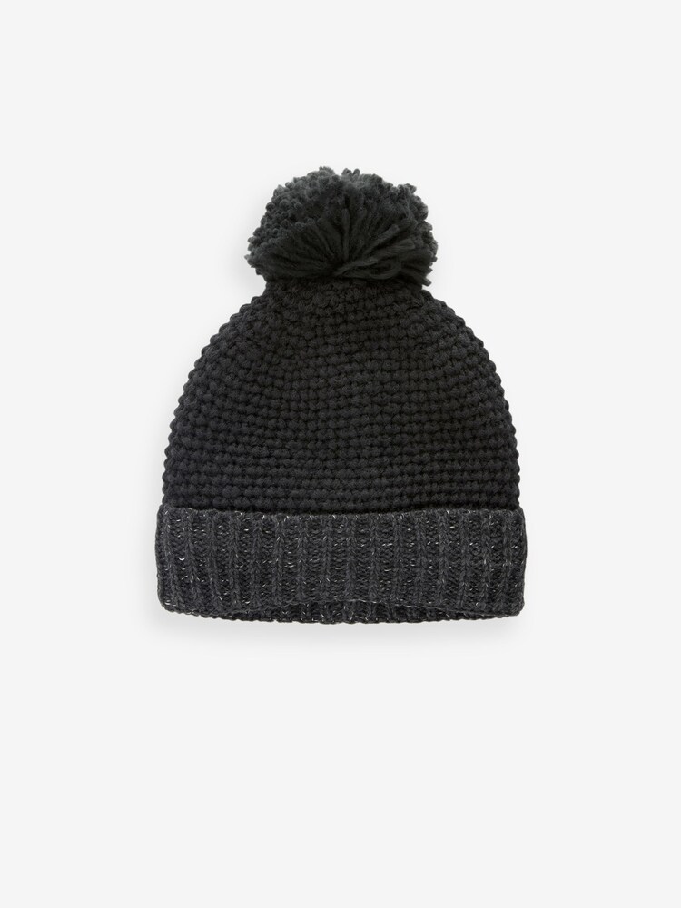 Grey/Black Texture Bobble Hat 2 Pack - Image 2 of 6