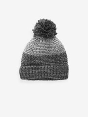 Grey/Black Texture Bobble Hat 2 Pack - Image 3 of 6